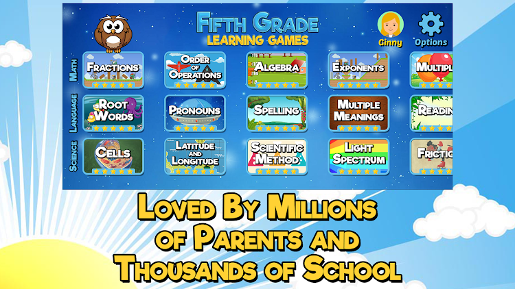 #4. Fifth Grade Learning Games (Android) By: RosiMosi LLC