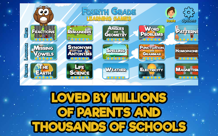 #4. Fourth Grade Learning Games (Android) By: RosiMosi LLC