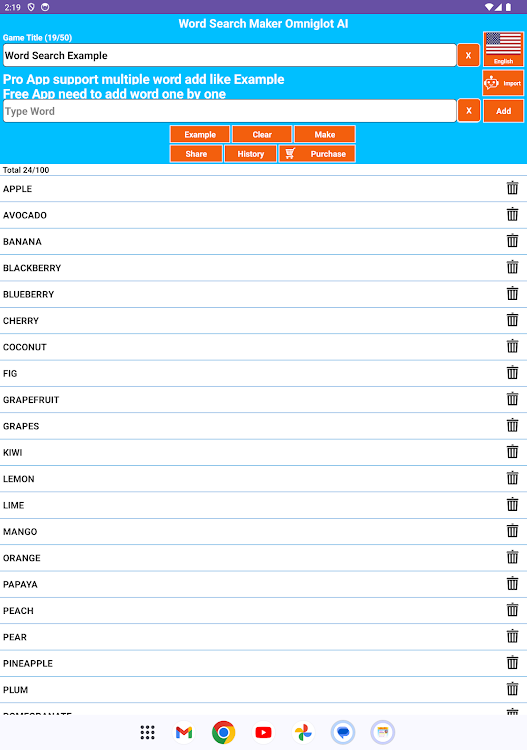 #7. Word Search Maker Omniglot (Android) By: Integrose