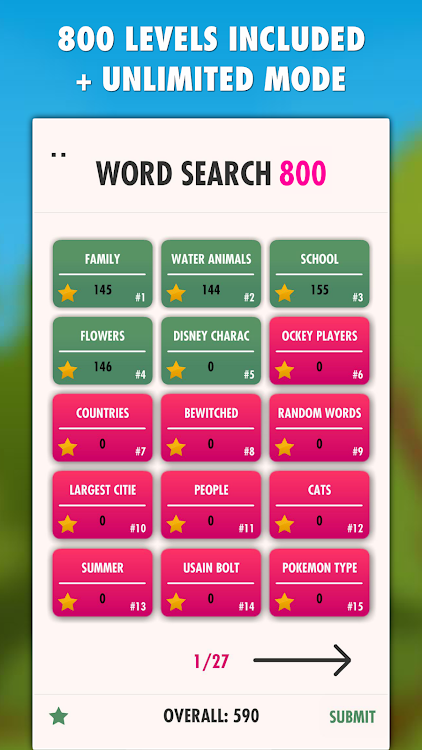 #3. Word Search 800 PRO (Android) By: LittleBigPlay - Word, Educational & Puzzle Games