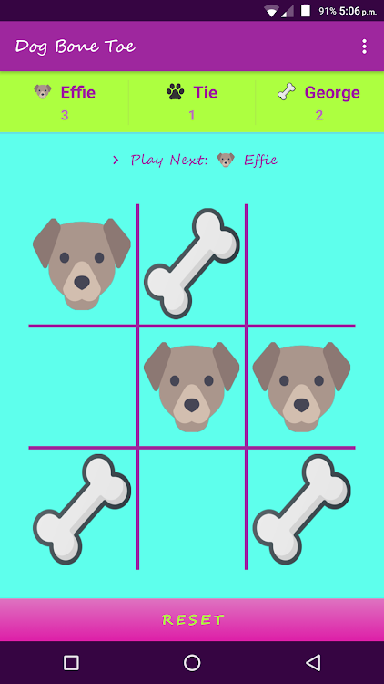 #1. Dog Bone Toe - Tic Tac Toe (Android) By: Effie Sigala (Έφη Σιγάλα)