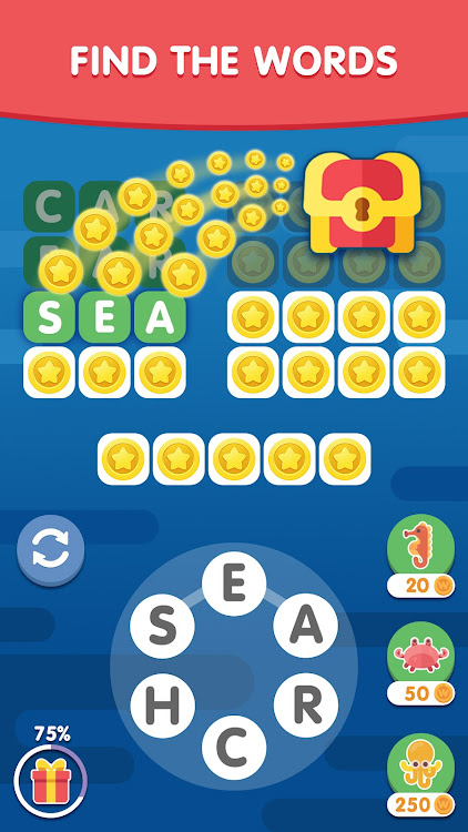 #1. Word Search Sea: Word Puzzle (Android) By: Malpa Games